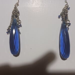 Chic Sapphire Blue Teardrop Earrings
